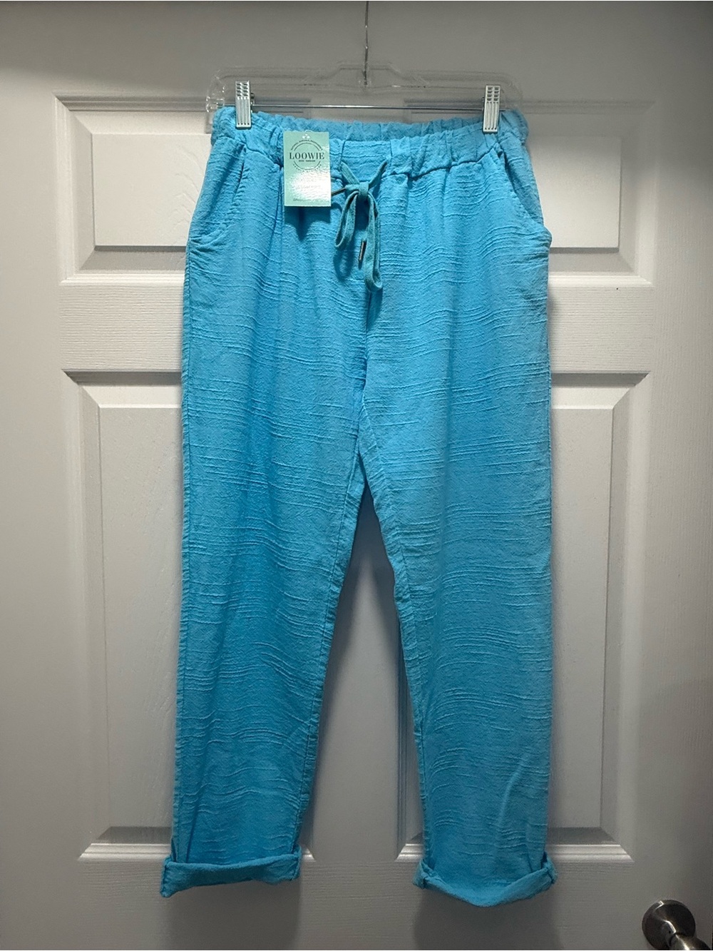 L1523 | Loowie Italian Cotton Linen Pants | Blue | One Size S-L